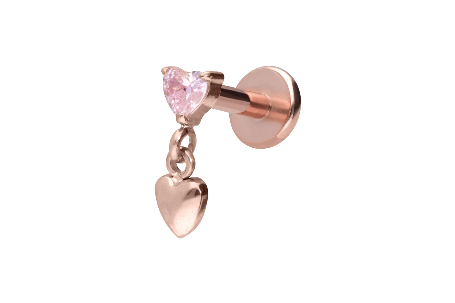 Titan Labret Piercing mit Innengewinde 2 HERZEN